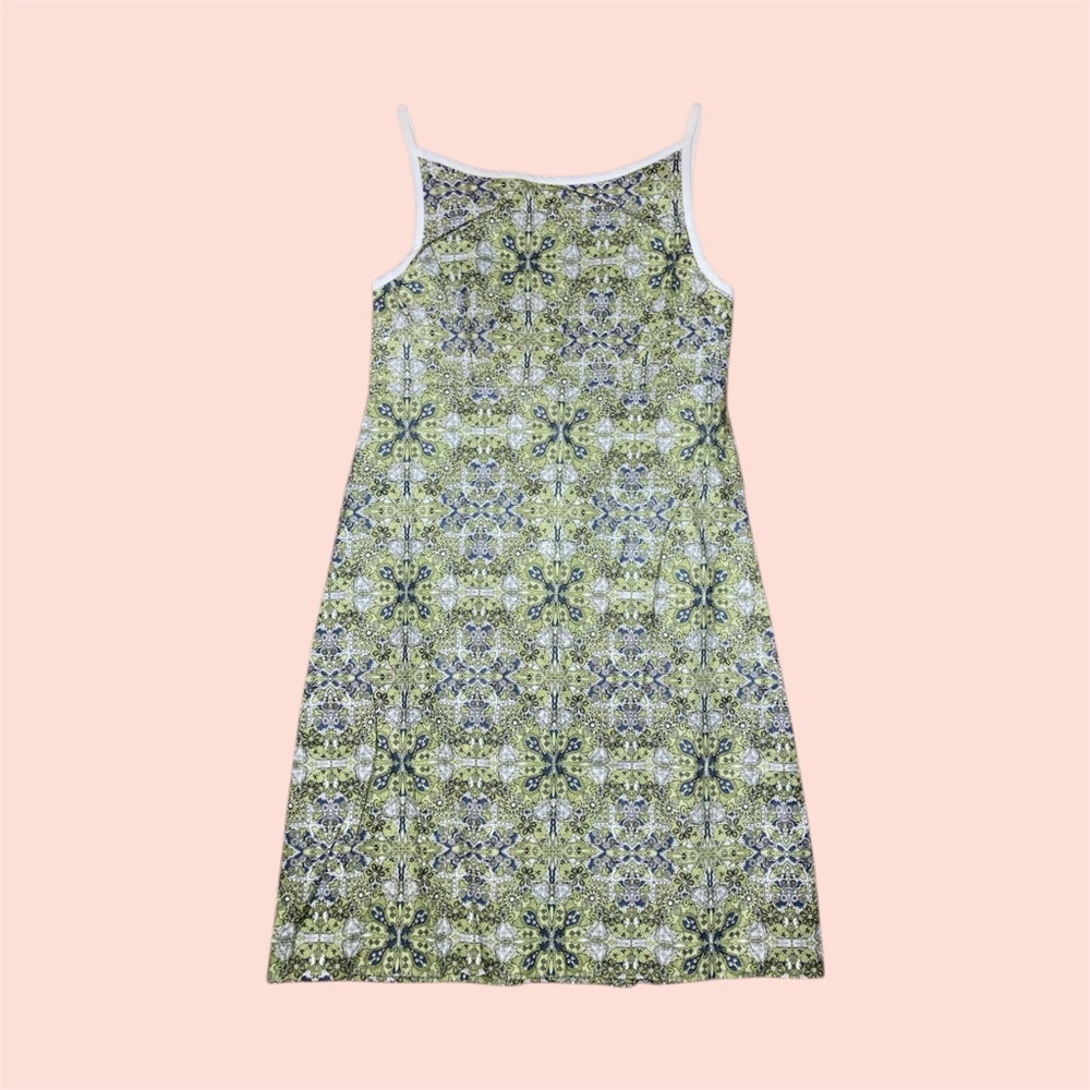 Vintage Y2k Green Cotton Patterned Apron Dress